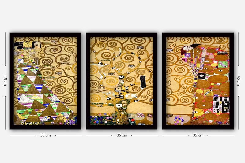 Dekorativ InnRammemet maling 3-Deler 35x45 cm - Flerfarget - Innredning - Bilder & kunst - Lerretsbilder