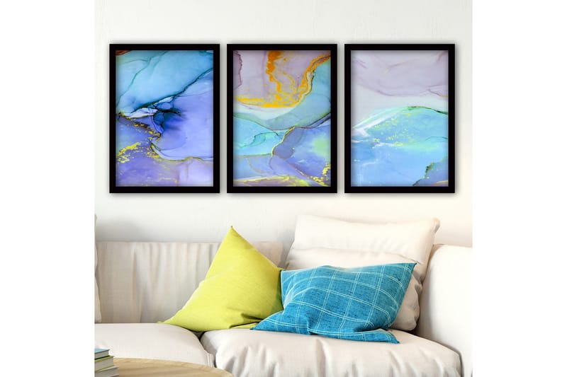 Dekorativ InnRammemet maling 3-Deler 35x45 cm, Flerfarget