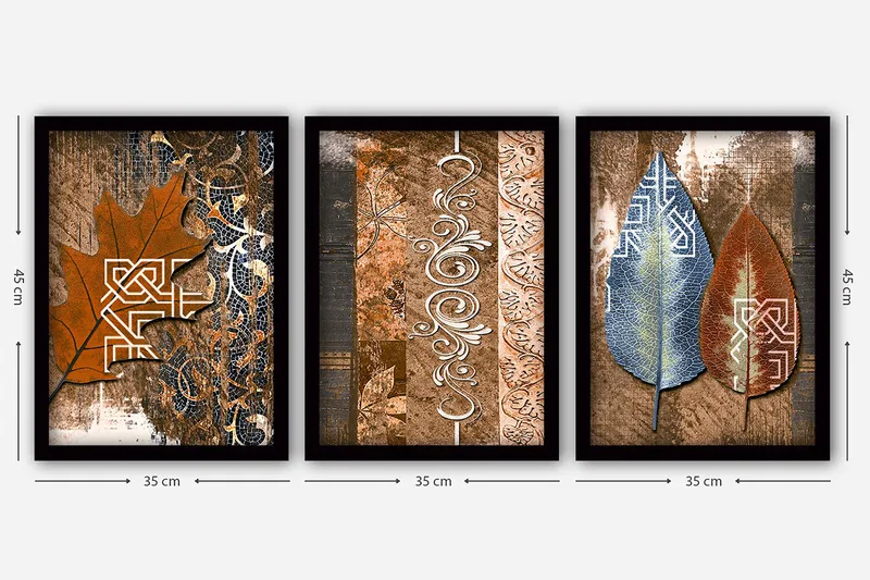 Dekorativ InnRammemet maling 3-Deler 35x45 cm - Flerfarget - Innredning - Bilder & kunst - Lerretsbilder