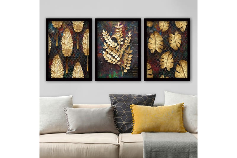 Dekorativ InnRammemet maling 3-Deler 35x45 cm - Flerfarget - Innredning - Bilder & kunst - Lerretsbilder