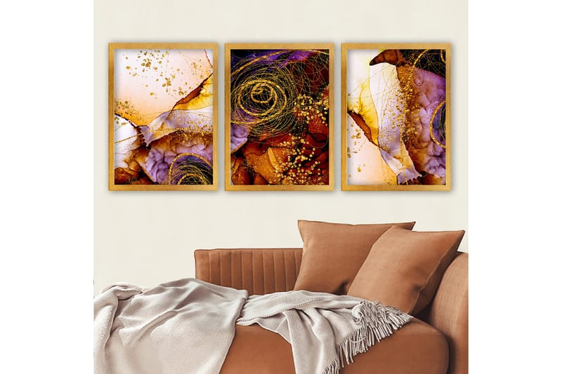 Dekorativ InnRammemet maling 3-Deler 35x45 cm - Flerfarget - Innredning - Bilder & kunst - Lerretsbilder