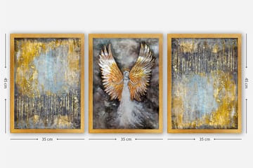 Dekorativ InnRammemet maling 3-Deler 35x45 cm - Flerfarget - Innredning - Bilder & kunst - Lerretsbilder