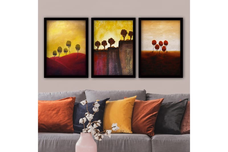 Dekorativ InnRammemet maling 3-Deler 35x45 cm - Flerfarget - Innredning - Bilder & kunst - Lerretsbilder