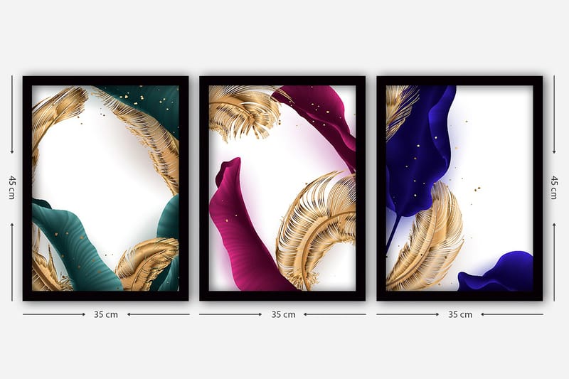 Dekorativ InnRammemet maling 3-Deler 35x45 cm - Flerfarget - Innredning - Bilder & kunst - Lerretsbilder