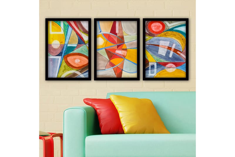 Dekorativ InnRammemet maling 3-Deler 35x45 cm - Flerfarget - Innredning - Bilder & kunst - Lerretsbilder