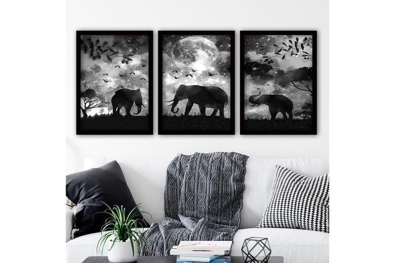 Dekorativ InnRammemet maling 3-Deler 35x45 cm - Flerfarget - Innredning - Bilder & kunst - Lerretsbilder