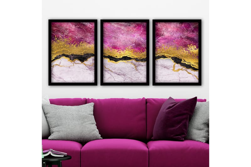 Dekorativ InnRammemet maling 3-Deler 35x45 cm - Flerfarget - Innredning - Bilder & kunst - Lerretsbilder