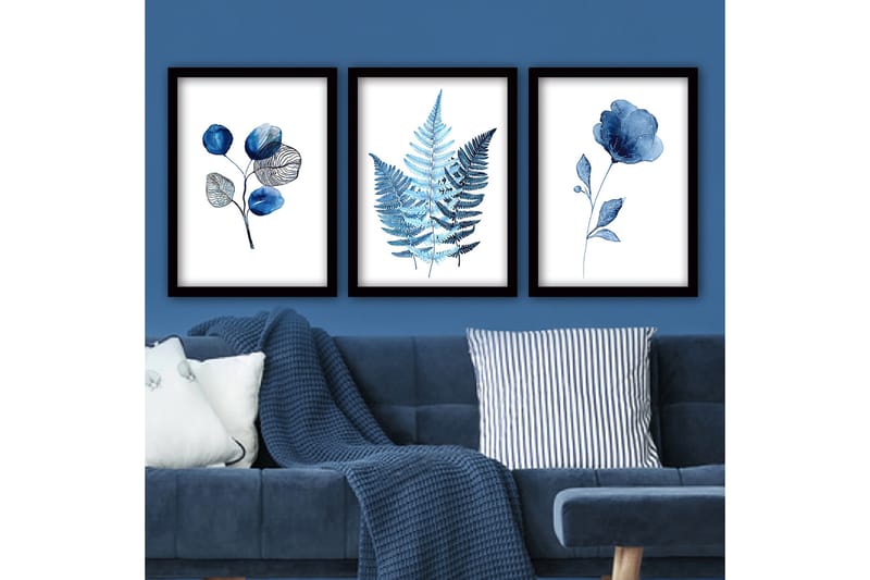 Dekorativ InnRammemet maling 3-Deler 35x45 cm - Flerfarget - Innredning - Bilder & kunst - Lerretsbilder