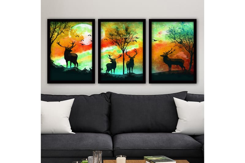 Dekorativ InnRammemet maling 3-Deler 35x45 cm - Flerfarget - Innredning - Bilder & kunst - Lerretsbilder