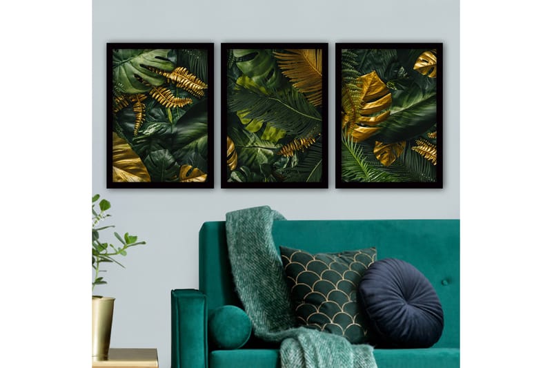 Dekorativ InnRammemet maling 3-Deler 35x45 cm - Flerfarget - Innredning - Bilder & kunst - Lerretsbilder