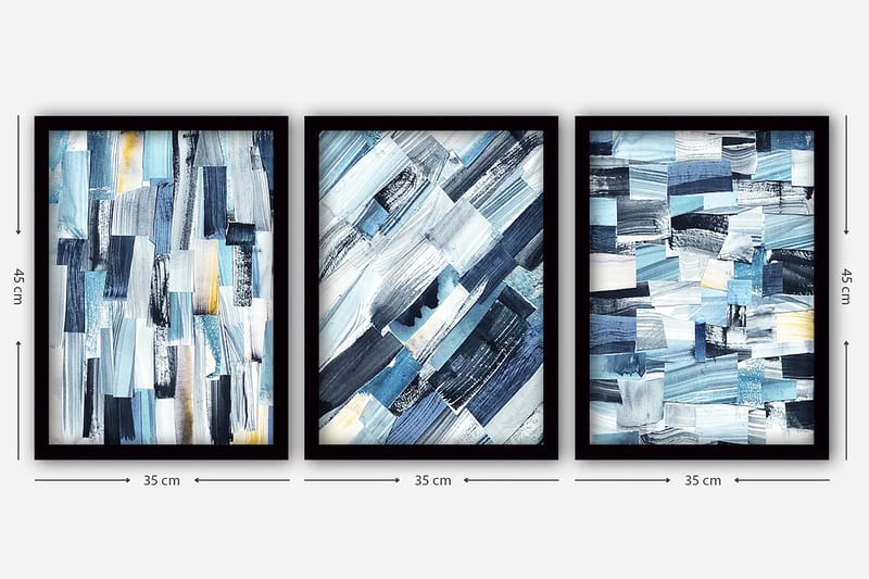 Dekorativ InnRammemet maling 3-Deler 35x45 cm - Flerfarget - Innredning - Bilder & kunst - Lerretsbilder