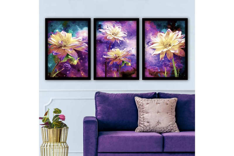 Dekorativ InnRammemet maling 3-Deler 35x45 cm - Flerfarget - Innredning - Bilder & kunst - Lerretsbilder