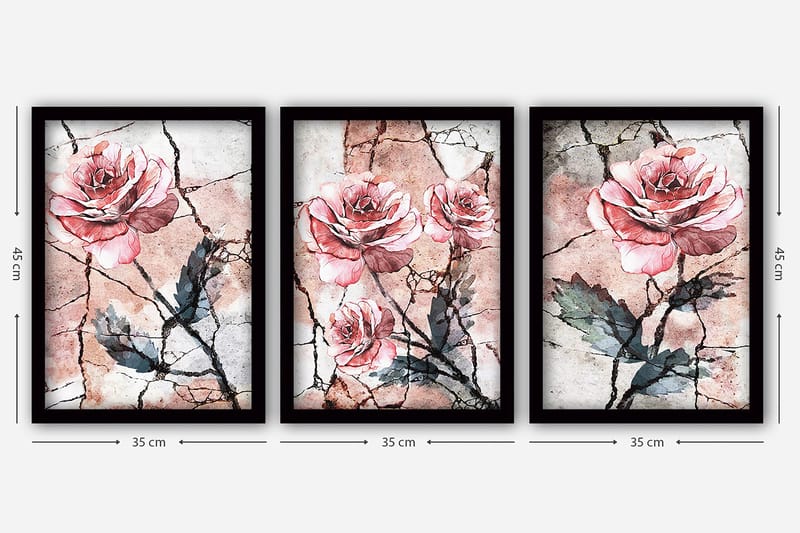 Dekorativ InnRammemet maling 3-Deler 35x45 cm - Flerfarget - Innredning - Bilder & kunst - Lerretsbilder