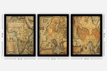 Dekorativ InnRammemet maling 3-Deler 35x45 cm - Flerfarget - Innredning - Bilder & kunst - Lerretsbilder