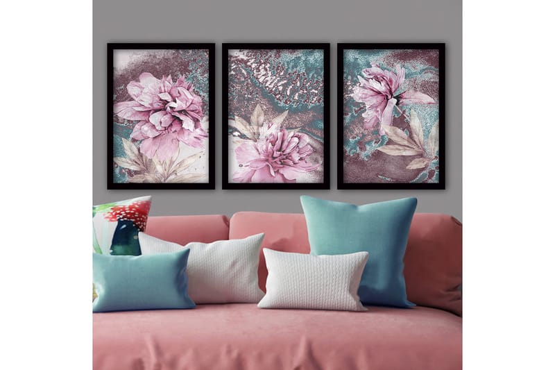 Dekorativ InnRammemet maling 3-Deler 35x45 cm - Flerfarget - Innredning - Bilder & kunst - Lerretsbilder