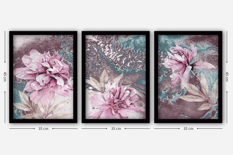 Dekorativ InnRammemet maling 3-Deler 35x45 cm - Flerfarget - Innredning - Bilder & kunst - Lerretsbilder