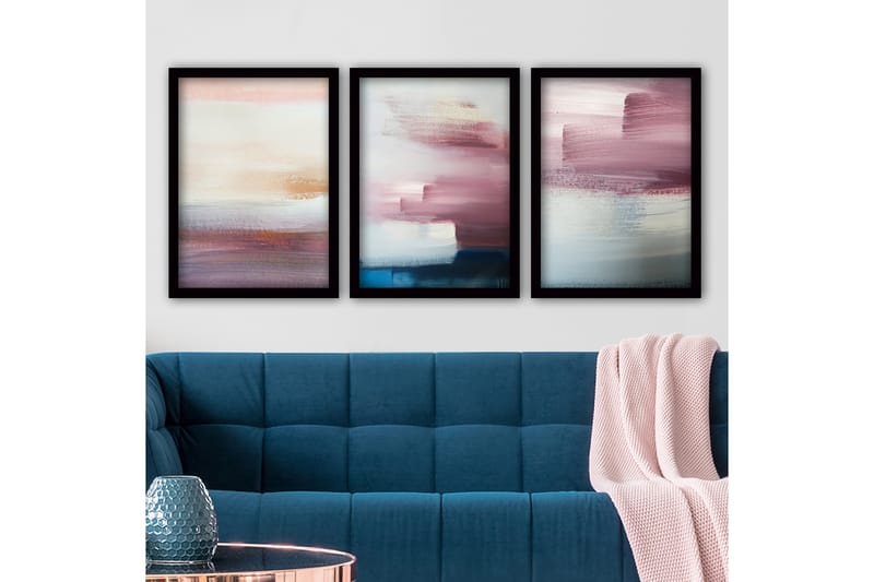 Dekorativ InnRammemet maling 3-Deler 35x45 cm - Flerfarget - Innredning - Bilder & kunst - Lerretsbilder