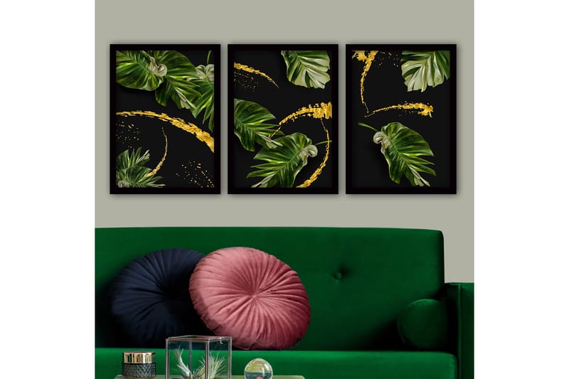Dekorativ InnRammemet maling 3-Deler 35x45 cm - Flerfarget - Innredning - Bilder & kunst - Lerretsbilder