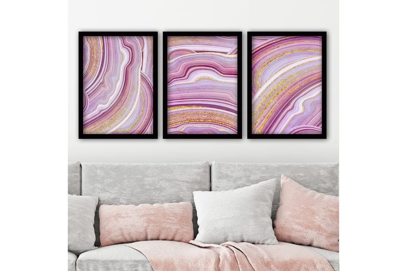 Dekorativ InnRammemet maling 3-Deler 35x45 cm - Flerfarget - Innredning - Bilder & kunst - Lerretsbilder