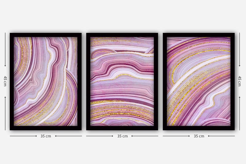 Dekorativ InnRammemet maling 3-Deler 35x45 cm - Flerfarget - Innredning - Bilder & kunst - Lerretsbilder