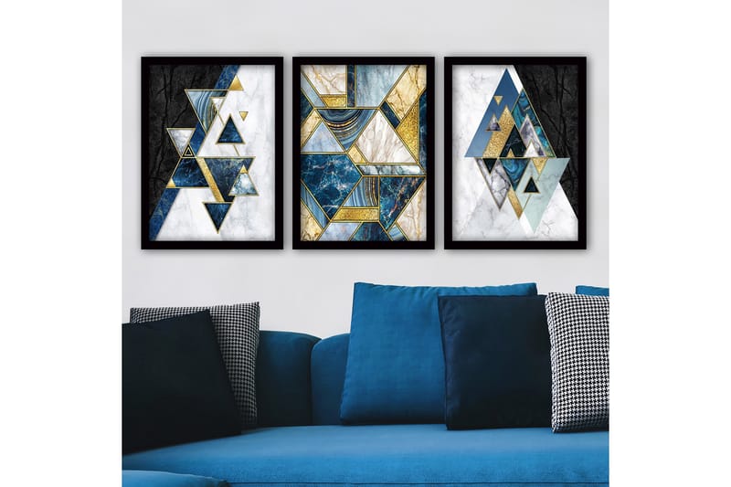 Dekorativ InnRammemet maling 3-Deler 35x45 cm - Flerfarget - Innredning - Bilder & kunst - Lerretsbilder