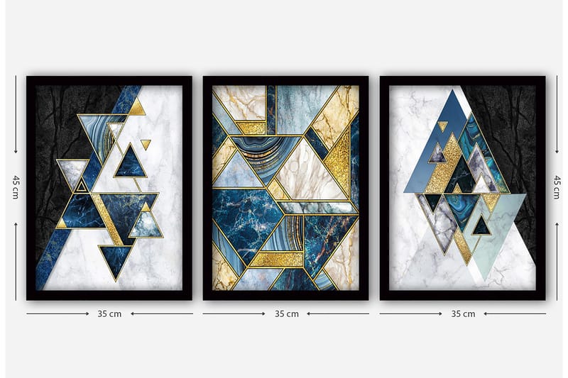 Dekorativ InnRammemet maling 3-Deler 35x45 cm - Flerfarget - Innredning - Bilder & kunst - Lerretsbilder