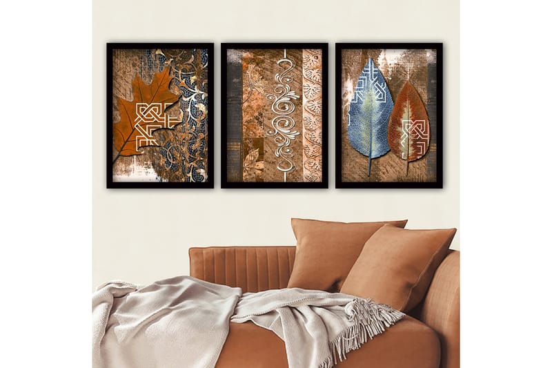 Dekorativ InnRammemet maling 3-Deler 35x45 cm - Flerfarget - Innredning - Bilder & kunst - Lerretsbilder