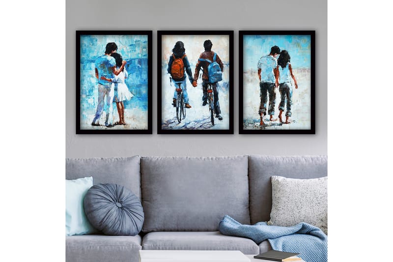 Dekorativ InnRammemet maling 3-Deler 35x45 cm - Flerfarget - Innredning - Bilder & kunst - Lerretsbilder
