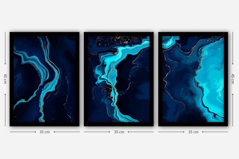 Dekorativ InnRammemet maling 3-Deler 35x45 cm - Flerfarget - Innredning - Bilder & kunst - Lerretsbilder