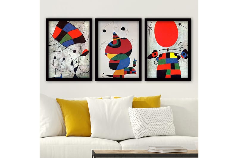 Dekorativ InnRammemet maling 3-Deler 35x45 cm - Flerfarget - Innredning - Bilder & kunst - Lerretsbilder
