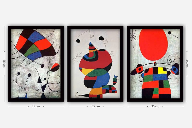Dekorativ InnRammemet maling 3-Deler 35x45 cm - Flerfarget - Innredning - Bilder & kunst - Lerretsbilder