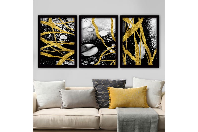 Dekorativ InnRammemet maling 3-Deler 35x45 cm - Flerfarget - Innredning - Bilder & kunst - Lerretsbilder