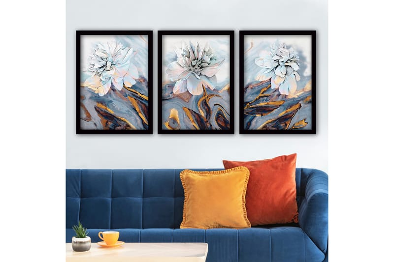 Dekorativ InnRammemet maling 3-Deler 35x45 cm - Flerfarget - Innredning - Bilder & kunst - Lerretsbilder