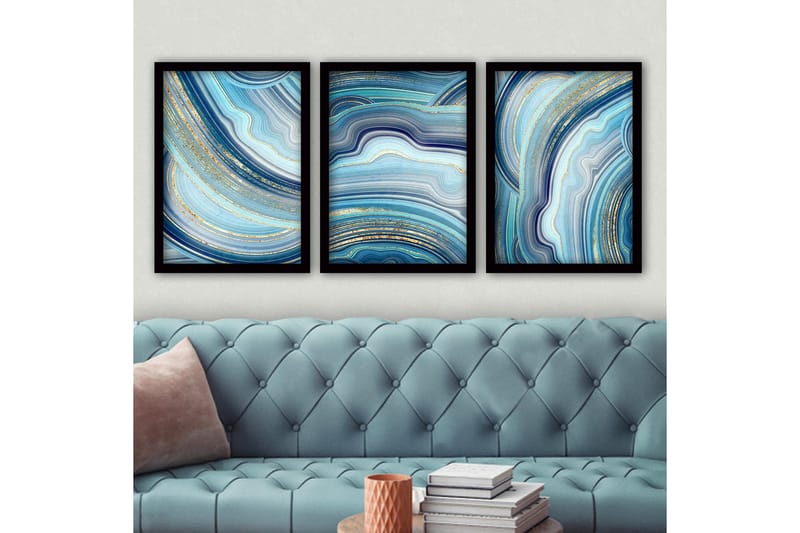 Dekorativ InnRammemet maling 3-Deler 35x45 cm - Flerfarget - Innredning - Bilder & kunst - Lerretsbilder