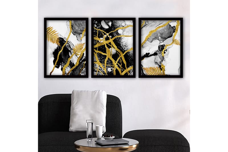Dekorativ InnRammemet maling 3-Deler 35x45 cm - Flerfarget - Innredning - Bilder & kunst - Lerretsbilder