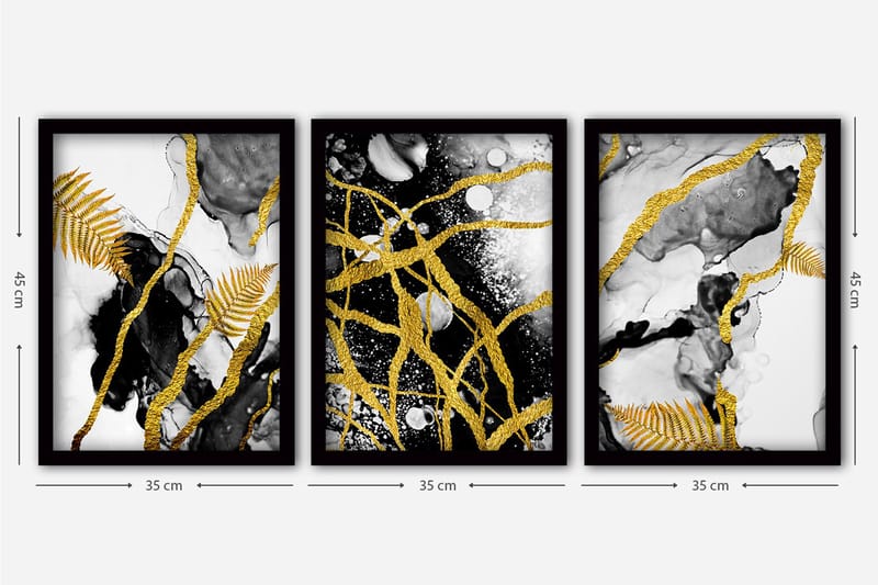 Dekorativ InnRammemet maling 3-Deler 35x45 cm - Flerfarget - Innredning - Bilder & kunst - Lerretsbilder