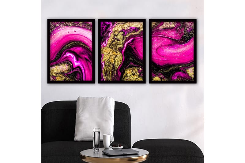 Dekorativ InnRammemet maling 3-Deler 35x45 cm - Flerfarget - Innredning - Bilder & kunst - Lerretsbilder