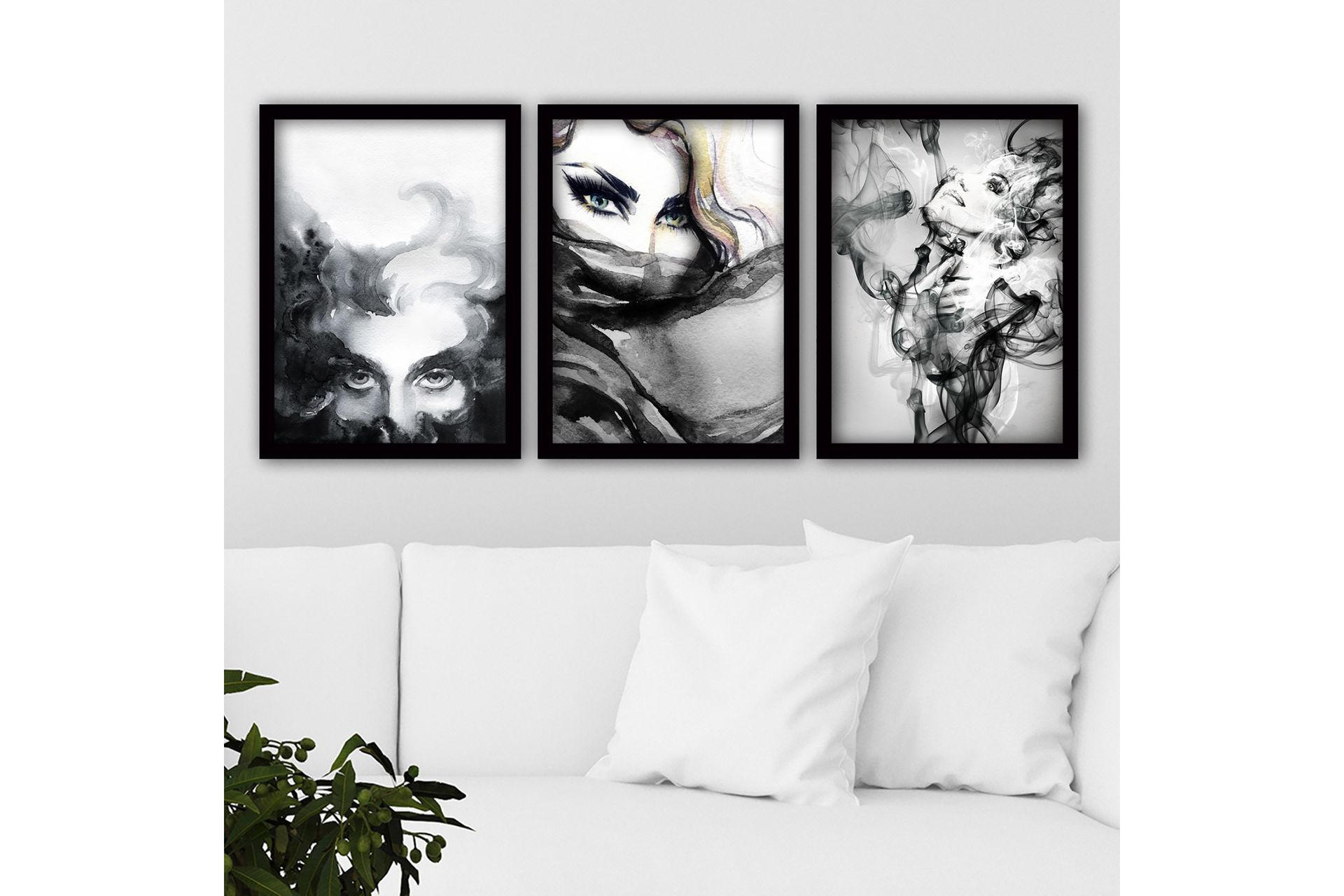 Dekorativ InnRammemet maling 3-Deler 35x45 cm - Flerfarget - Innredning - Bilder & kunst - Lerretsbilder