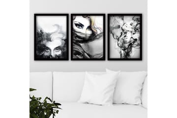 Dekorativ InnRammemet maling 3-Deler 35x45 cm - Flerfarget - Innredning - Bilder & kunst - Lerretsbilder