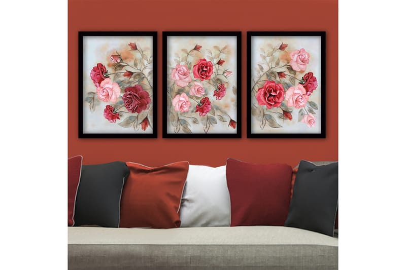 Dekorativ InnRammemet maling 3-Deler 35x45 cm - Flerfarget - Innredning - Bilder & kunst - Lerretsbilder