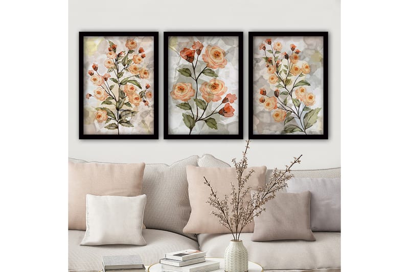Dekorativ InnRammemet maling 3-Deler 35x45 cm - Flerfarget - Innredning - Bilder & kunst - Lerretsbilder