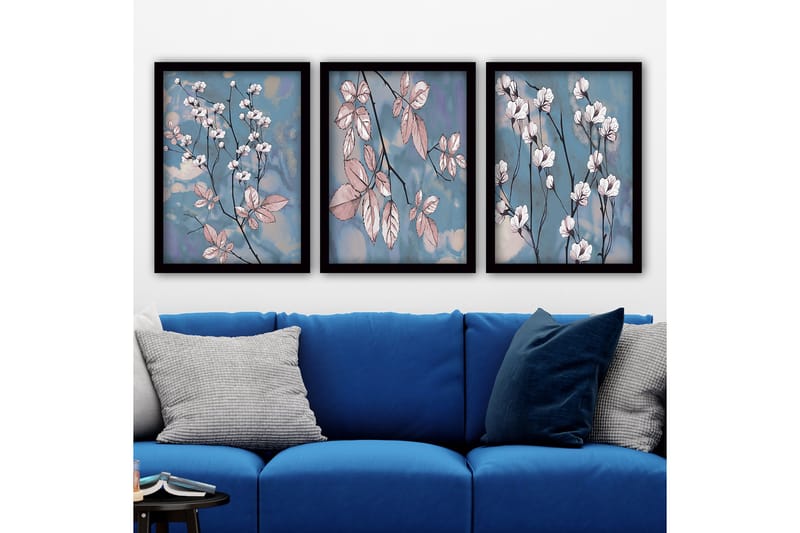 Dekorativ InnRammemet maling 3-Deler 35x45 cm - Flerfarget - Innredning - Bilder & kunst - Lerretsbilder