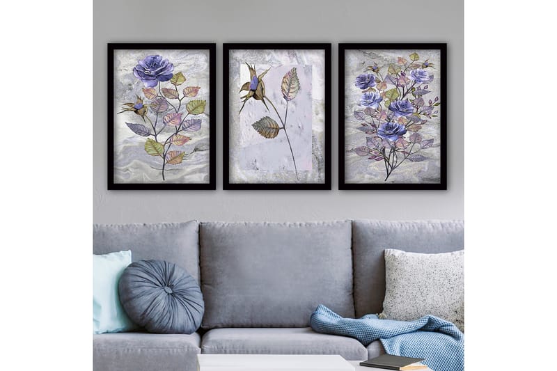 Dekorativ InnRammemet maling 3-Deler 35x45 cm - Flerfarget - Innredning - Bilder & kunst - Lerretsbilder