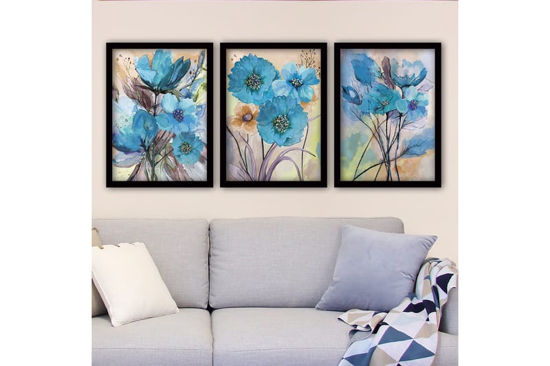 Dekorativ InnRammemet maling 3-Deler 35x45 cm - Flerfarget - Innredning - Bilder & kunst - Lerretsbilder