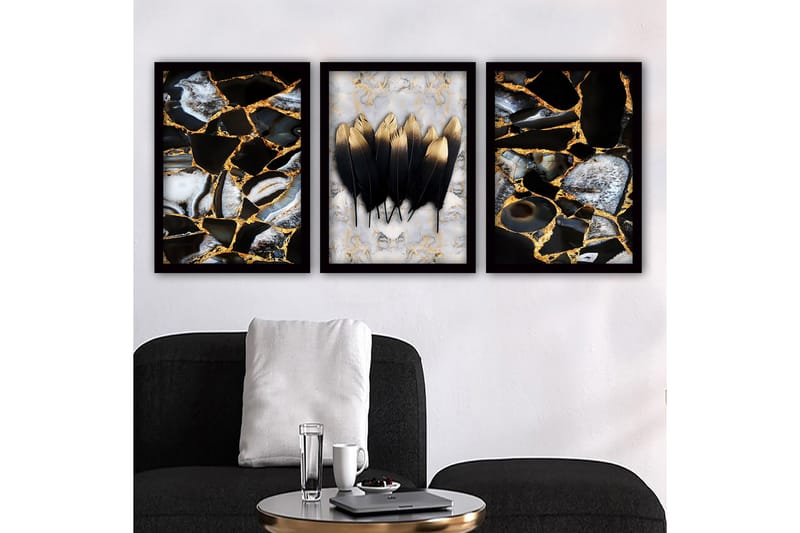 Dekorativ InnRammemet maling 3-Deler 35x45 cm - Flerfarget - Innredning - Bilder & kunst - Lerretsbilder