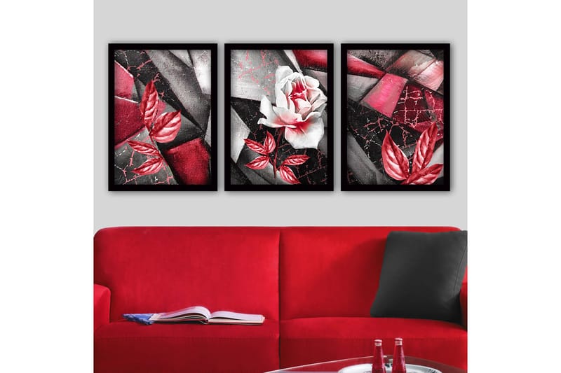 Dekorativ InnRammemet maling 3-Deler 35x45 cm - Flerfarget - Innredning - Bilder & kunst - Lerretsbilder