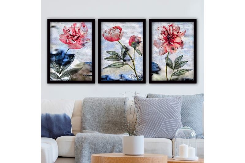 Dekorativ InnRammemet maling 3-Deler 35x45 cm - Flerfarget - Innredning - Bilder & kunst - Lerretsbilder