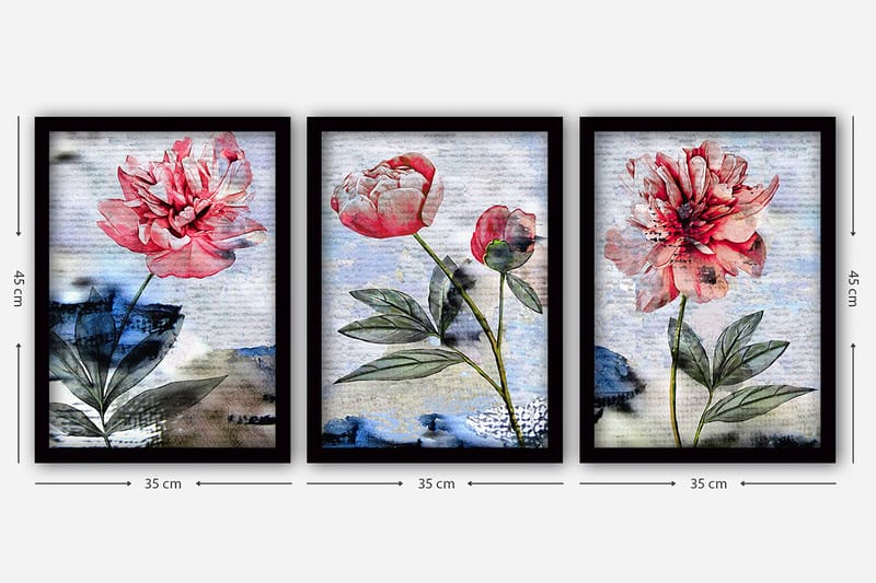 Dekorativ InnRammemet maling 3-Deler 35x45 cm - Flerfarget - Innredning - Bilder & kunst - Lerretsbilder