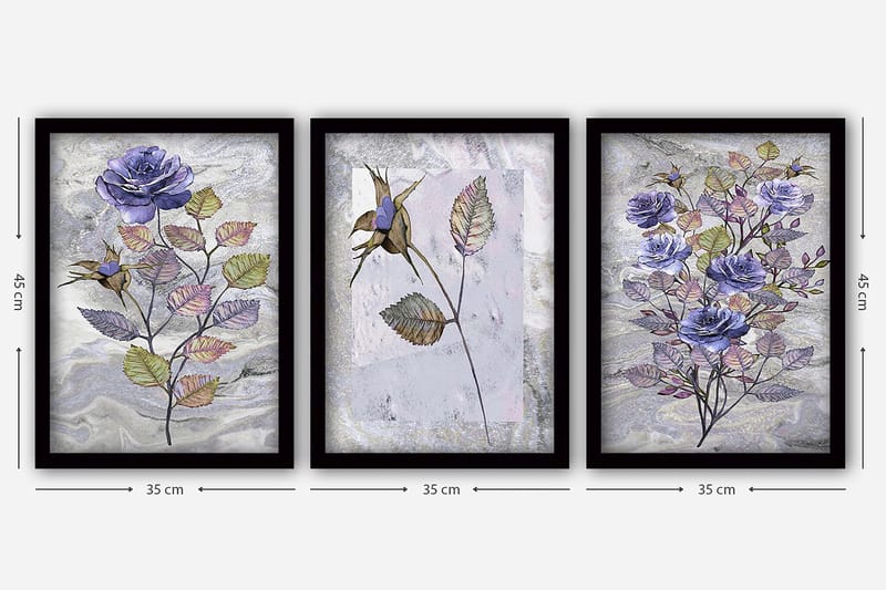 Dekorativ InnRammemet maling 3-Deler 35x45 cm - Flerfarget - Innredning - Bilder & kunst - Lerretsbilder