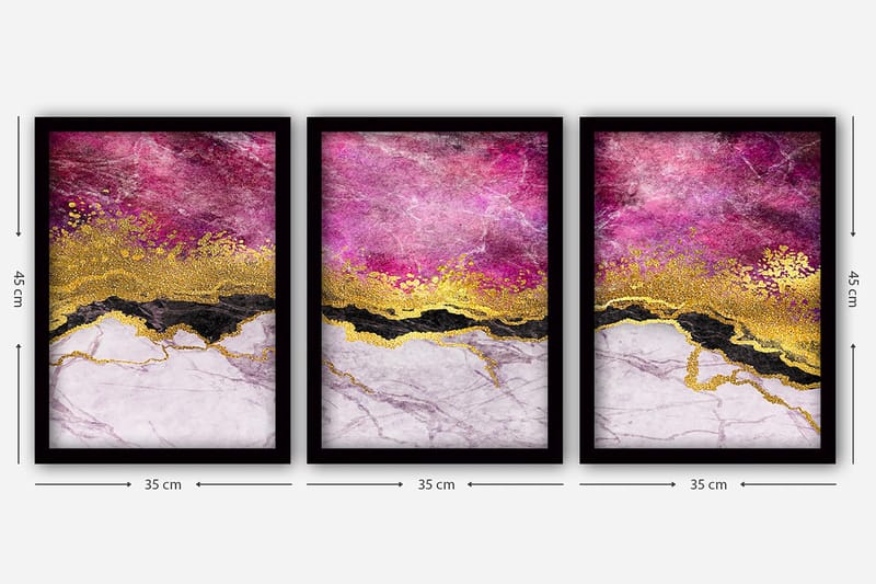 Dekorativ InnRammemet maling 3-Deler 35x45 cm - Flerfarget - Innredning - Bilder & kunst - Lerretsbilder